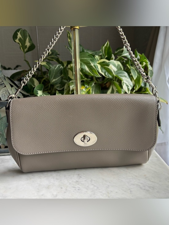 Coach Handbags - Coach Taupe Leather Clutch/Shoulder Bag with Turn-Lock Closure and Two Straps